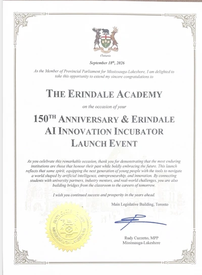 Congratulatory certificate from Rudy Cuzzetto, with its original letterhead, seal and signature